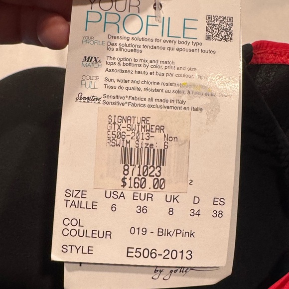 Profile by Gottex One-Piece Swimsuit Black Pink Lace-Up Ruffle NWT Size 6 - Picture 10 of 10